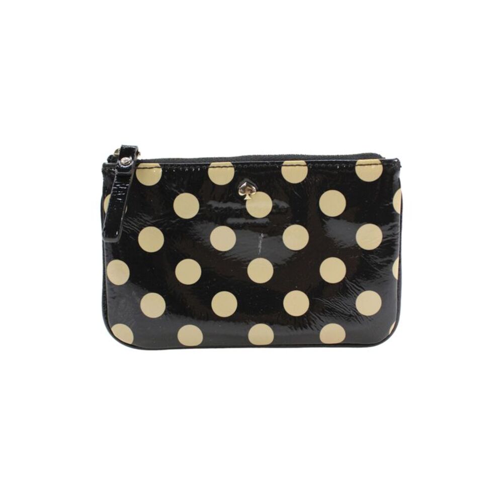 Kate Spade New York Womens Polka Dot Zippered Pouch Wallet Black